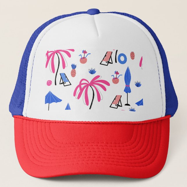 Sommaravacation: Handflatan Träd ananas Mönster Keps (Framsida)