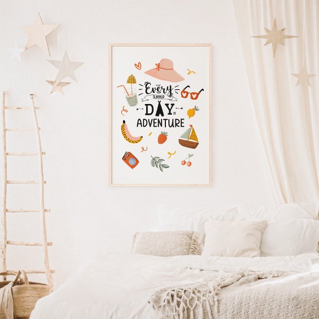 Sommaräventyrs Citat Färgglada Barnkammare Poster (In-context, girl's room)