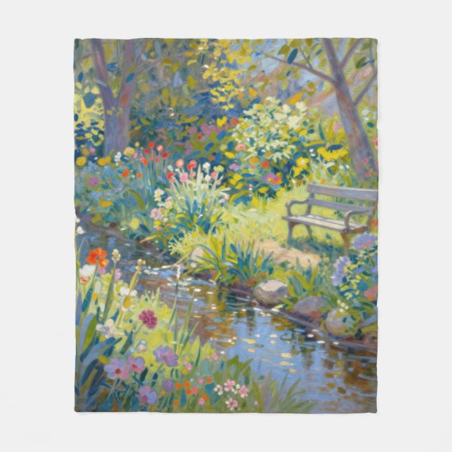 Sommarbäck Blommor  Fleecefilt (Framsidan)