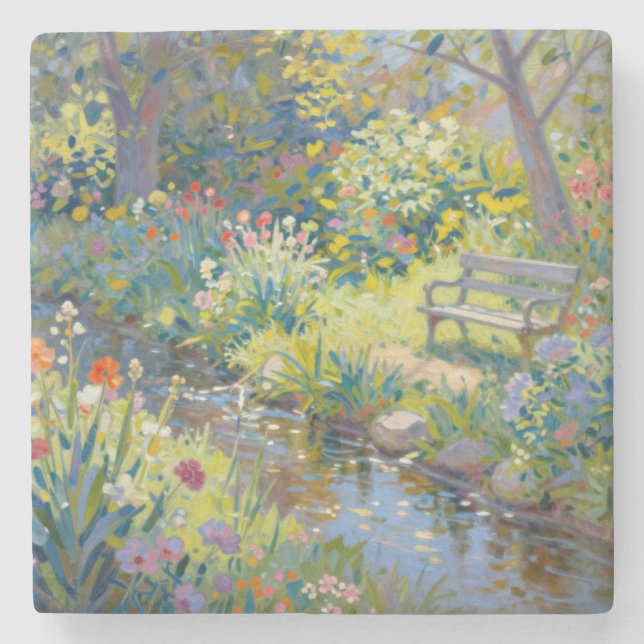 Sommarbäck Blommor  Stenunderlägg (Framsidan)