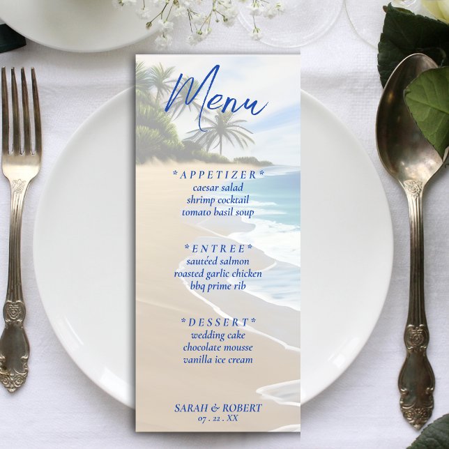 Sommarbäckenbottenmottagning Meny (Summer Beach Ocean Resort Wedding Reception Menu)