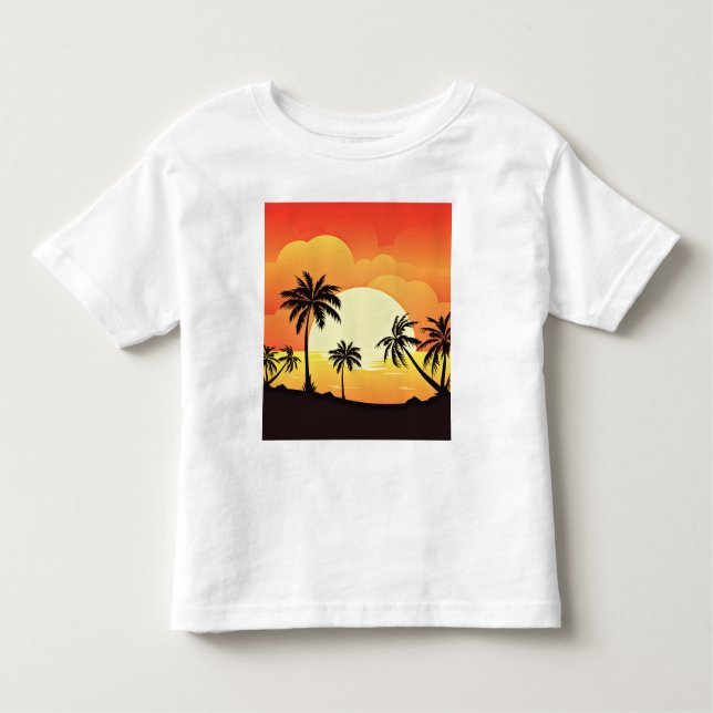 Sommarbakgrund med Handflatan Träd-32134 T Shirt (Framsida)