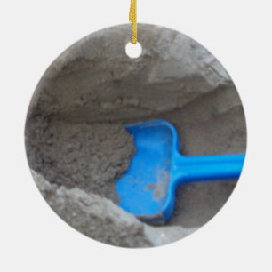 Sommarband Grävande Sand Shovel, Scoop, Spela Julgransprydnad Keramik