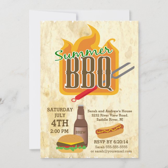 Sommarbarbecue Burger & Brew Party-inbjudan Inbjudningar (Framsida)