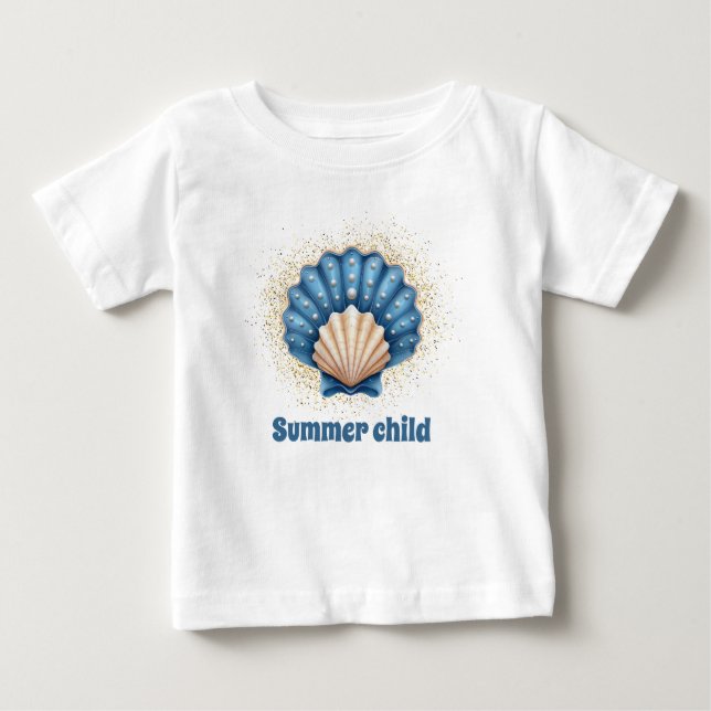 Sommarbarn - Kids T-Shirt med Seashell Design (Framsida)