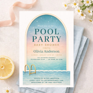Sommarbassängfest Baby Shower Inbjudningar