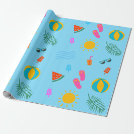 Sommarbeach Mönster Birthday Wrapping Papper Presentpapper