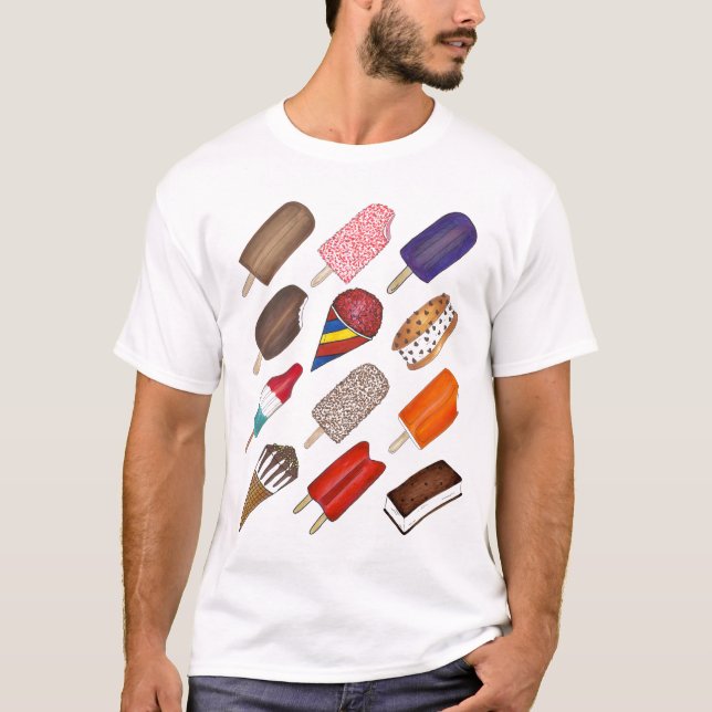 Sommarbehandlingar Ice Cream Lastbil Man Popsicle  T-shirt (Framsida)