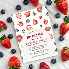 Sommarberry Sweet Watercolor Sip och se Inbjudningar