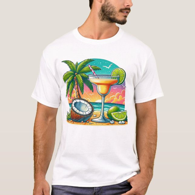 Sommarbild på margaritacocktail t shirt (Framsida)