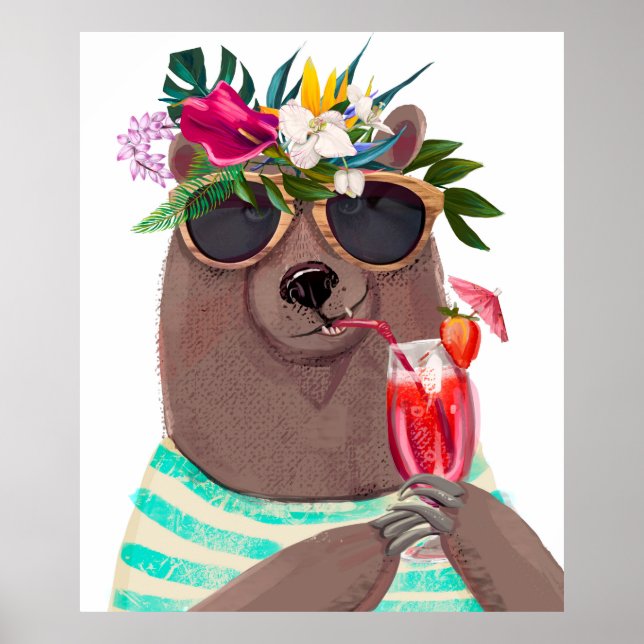 Sommarbjörn, tecknad poster (Framsidan)