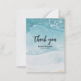 Sommarblå Beach-bröllop Tack Anteckningskort