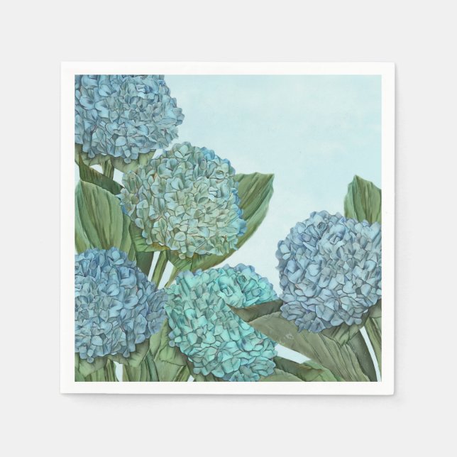 Sommarblå Hydrangea Bukett Pappersservett (Framsidan)