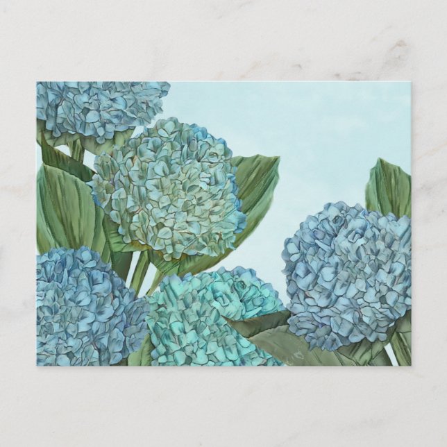 Sommarblå Hydrangea Bukett Vykort (Framsida)