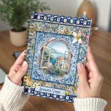 Sommarblå italienska blomstillägg Citrusmonogram