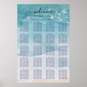 Sommarblå strand sittplatskarta poster