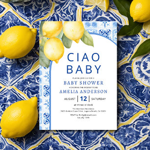 Sommarblåa brickor - Lemon Baby Shower Inbjudningar