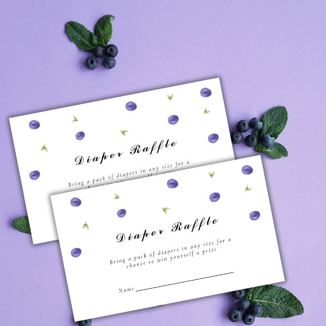 Sommarblåbärsbladet Raffle Baby Shower Tilläggskort (Summer Blueberry Fruit Diaper Raffle Baby Shower Enclosure Card)
