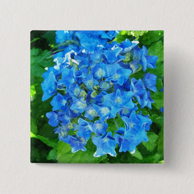 sommarblåblommor och dess grönt löv knapp (Framsida)