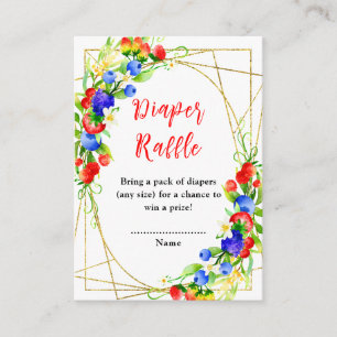 Sommarblandade bär Baby Shower Blöja Lotteri Tilläggskort