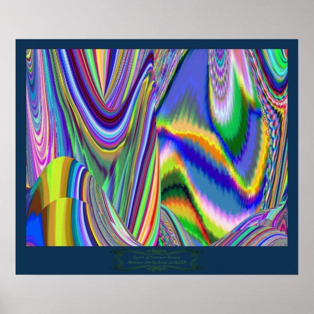 Sommarblåsans Abstrakt 3D Rainbowart Poster (Framsidan)