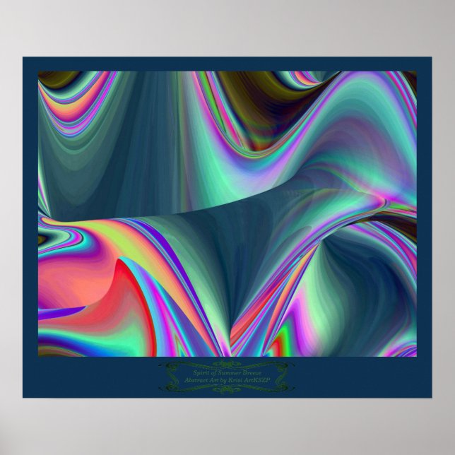 Sommarblåsans Abstrakt 3D Rainbowart Poster (Framsidan)