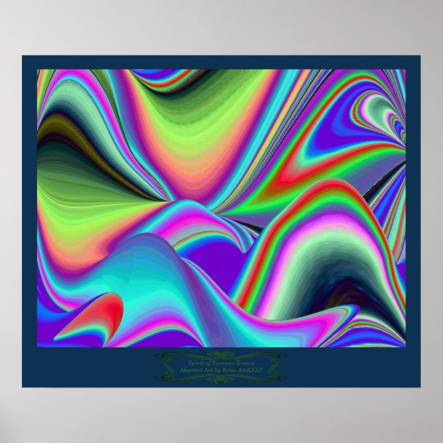 Sommarblåsans Abstrakt 3D Rainbowart Poster (Framsidan)