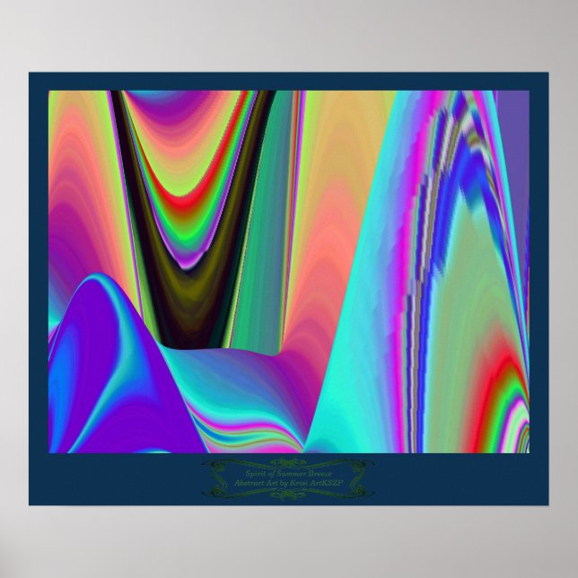 Sommarblåsans Abstrakt 3D Rainbowart Poster (Framsidan)