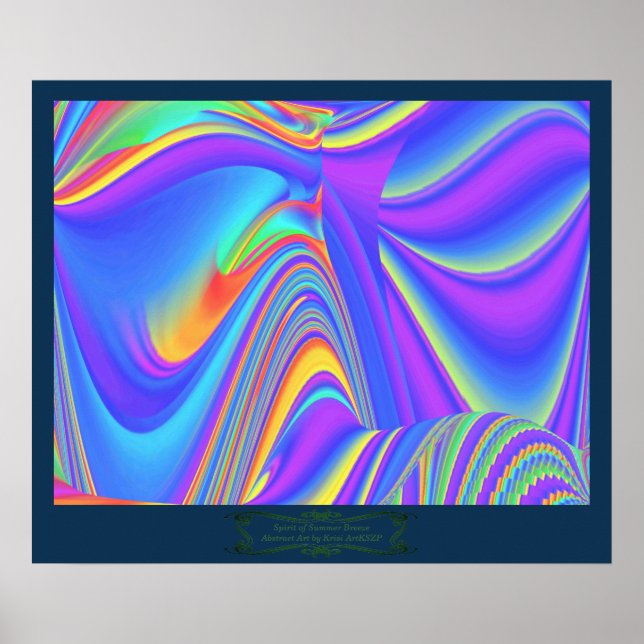 Sommarblåsans Abstrakt 3D Rainbowart Poster (Framsidan)