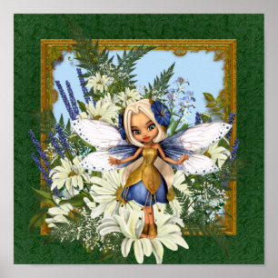 Sommarblått Daisy Poster