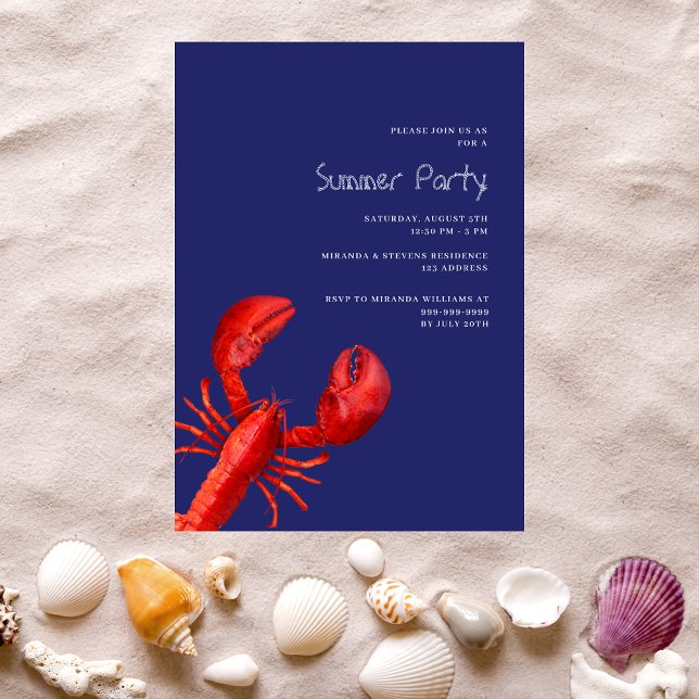 Sommarblått havskräfta i party inbjudningar (Skapare uppladdad)