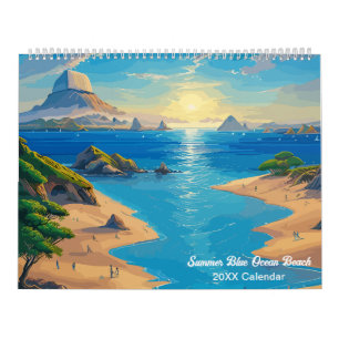 Sommarblått havsstrand kalender