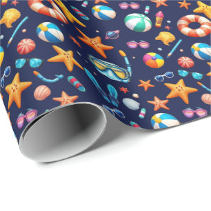 Sommarblått Mönster Roligt Presentpapper