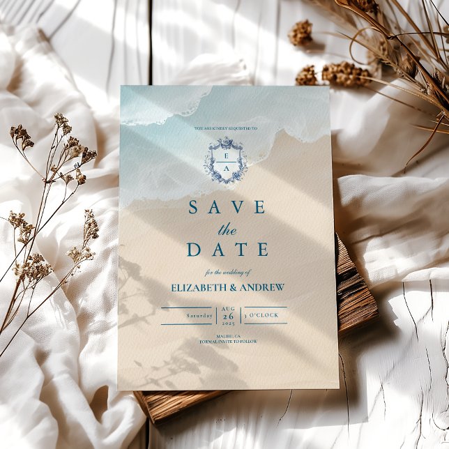 Sommarblått Ocean Beach Wedding Spara Datumet (Skapare uppladdad)