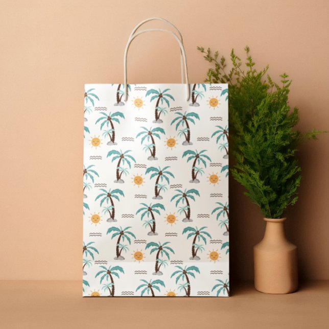 Sommarblått pastellblått handflatan (Summer palms pastel blue medium gift bag)