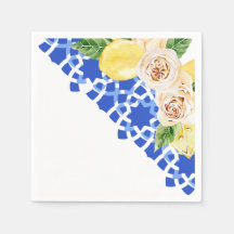 Sommarblått plattor och citroner