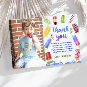Sommarblått popsicle Birthday Foto - tackkort Tack Kort