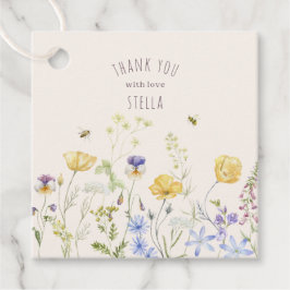 Sommarbliss, vilda blommor, rustika, vattenfärg, gåvor etiketter