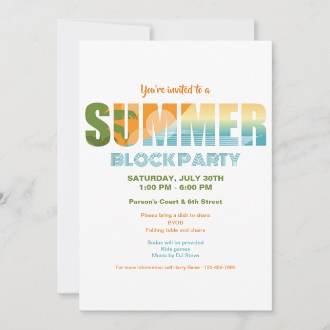 Sommarblockfest Inbjudningar (Framsida)