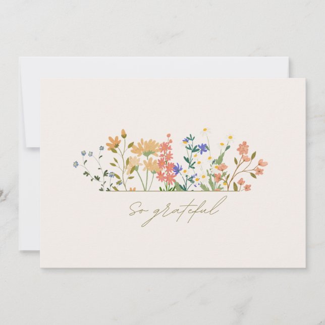 Sommarblomma Boho Bröllop Tack Kort (Framsida)