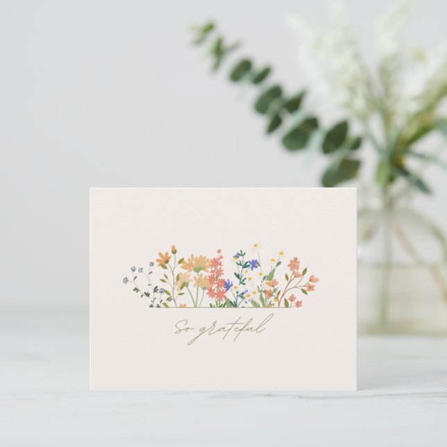 Sommarblomma Boho Bröllop Tack Vykort (Stående Fram)