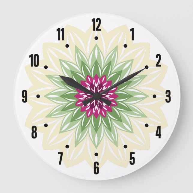 Sommarblomma Mandala Stor Klocka (Framsida)