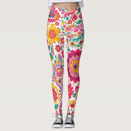 Sommarblomma Paisley-mönster Leggings