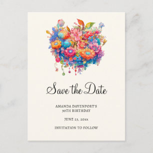 Sommarblomman Bouquet Whimsical Boho Spara datumet Inbjudan Vykort