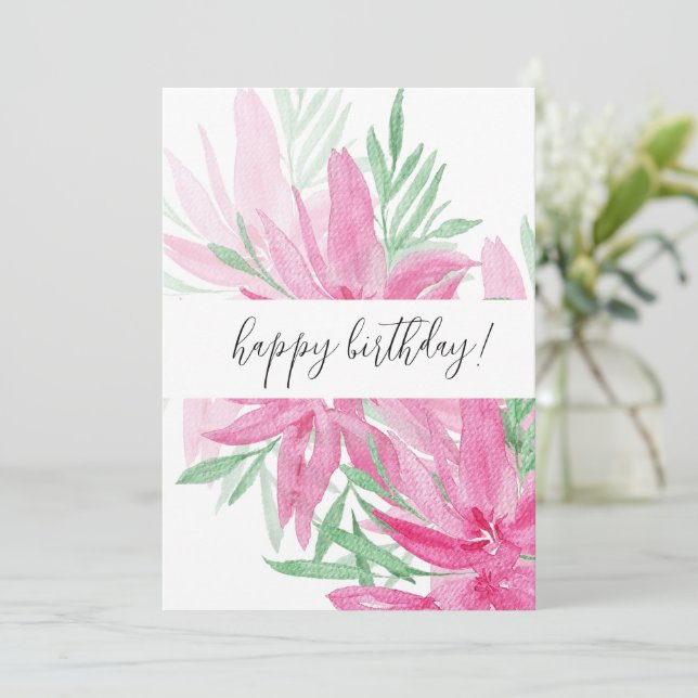 Sommarblommande rosa blomstervattenfärgskonst (Stående Fram)