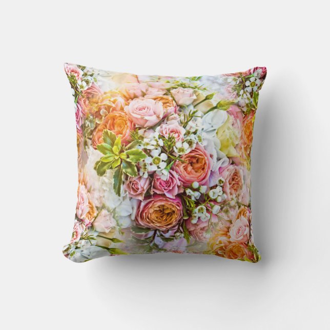 Sommarblommans bakgrund, blombuketter kudde (Framsida)