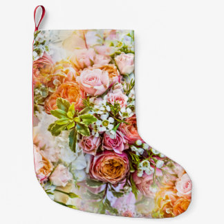 Sommarblommans bakgrund, blombuketter liten julstrumpa