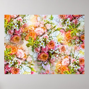 Sommarblommans bakgrund, blombuketter poster