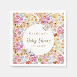 Sommarblommans Blommigt Butterfly Baby Shower Anpa Pappersservett