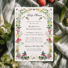 Sommarblommig babyshower med vintage-inspiration inbjudningar